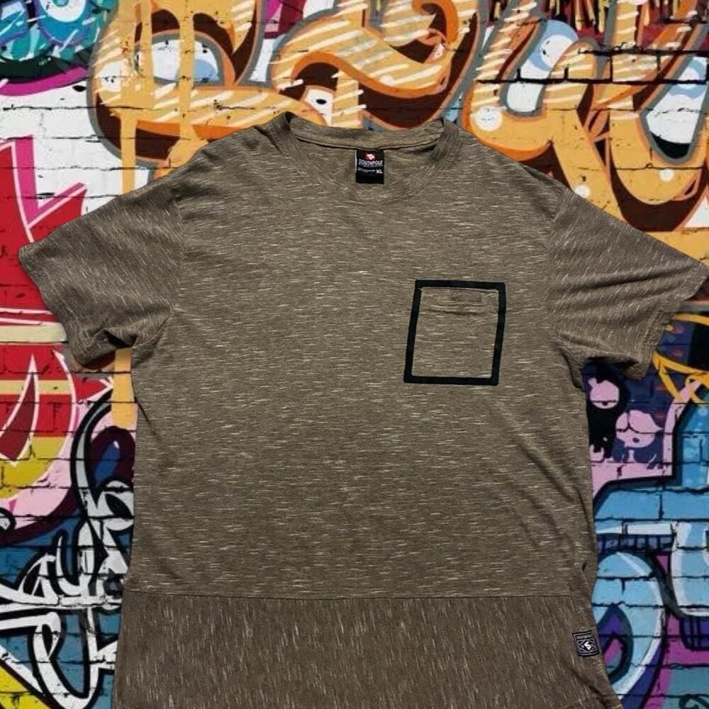 Southpole Men's Grey and Green T-shirt